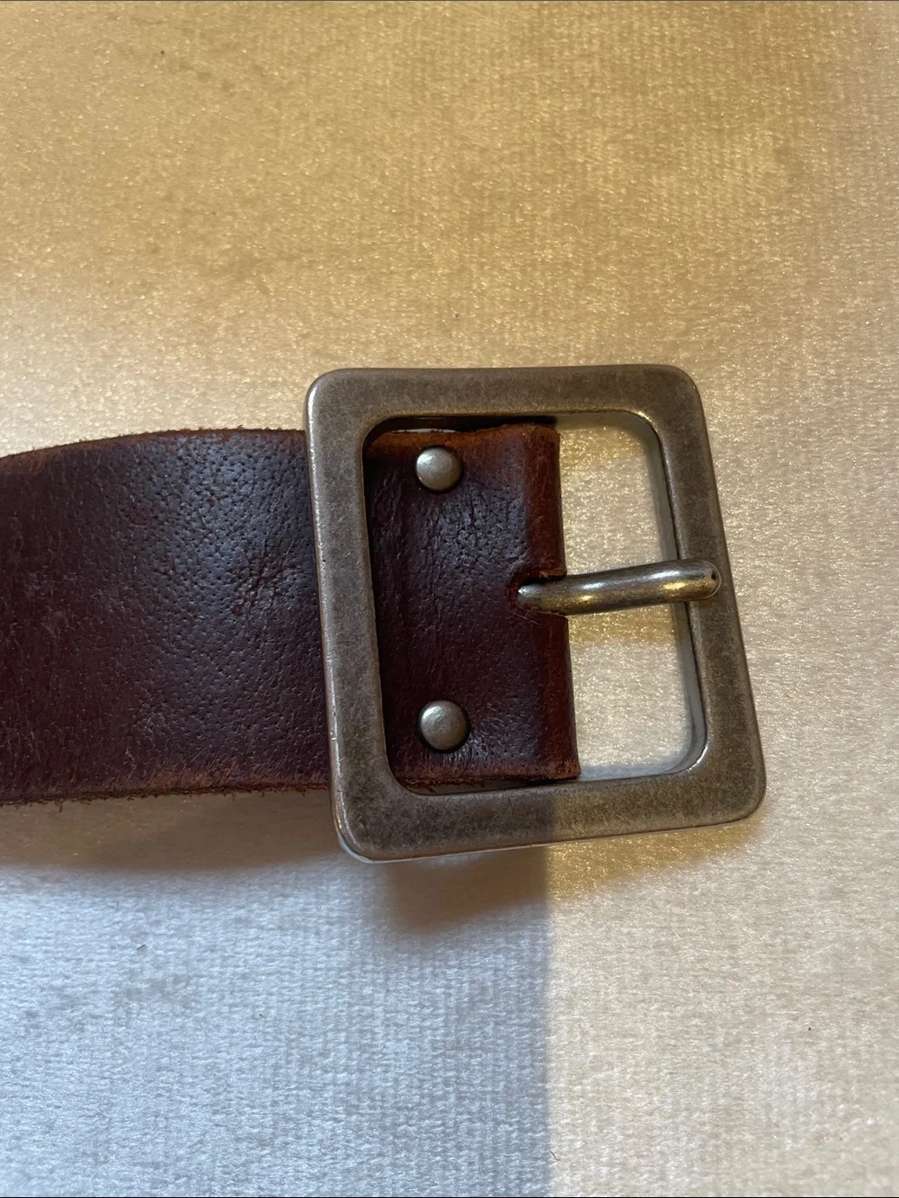 Women's distressed Brown Leather Studded Belt with Decorative Silver Accents and